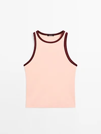 100% cotton halter top with contrast detail