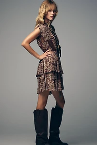 BEADED PRINTED METALLIC THREAD DRESS
