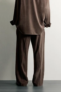 BELTED RELAXED-FIT FLOWY PANTS