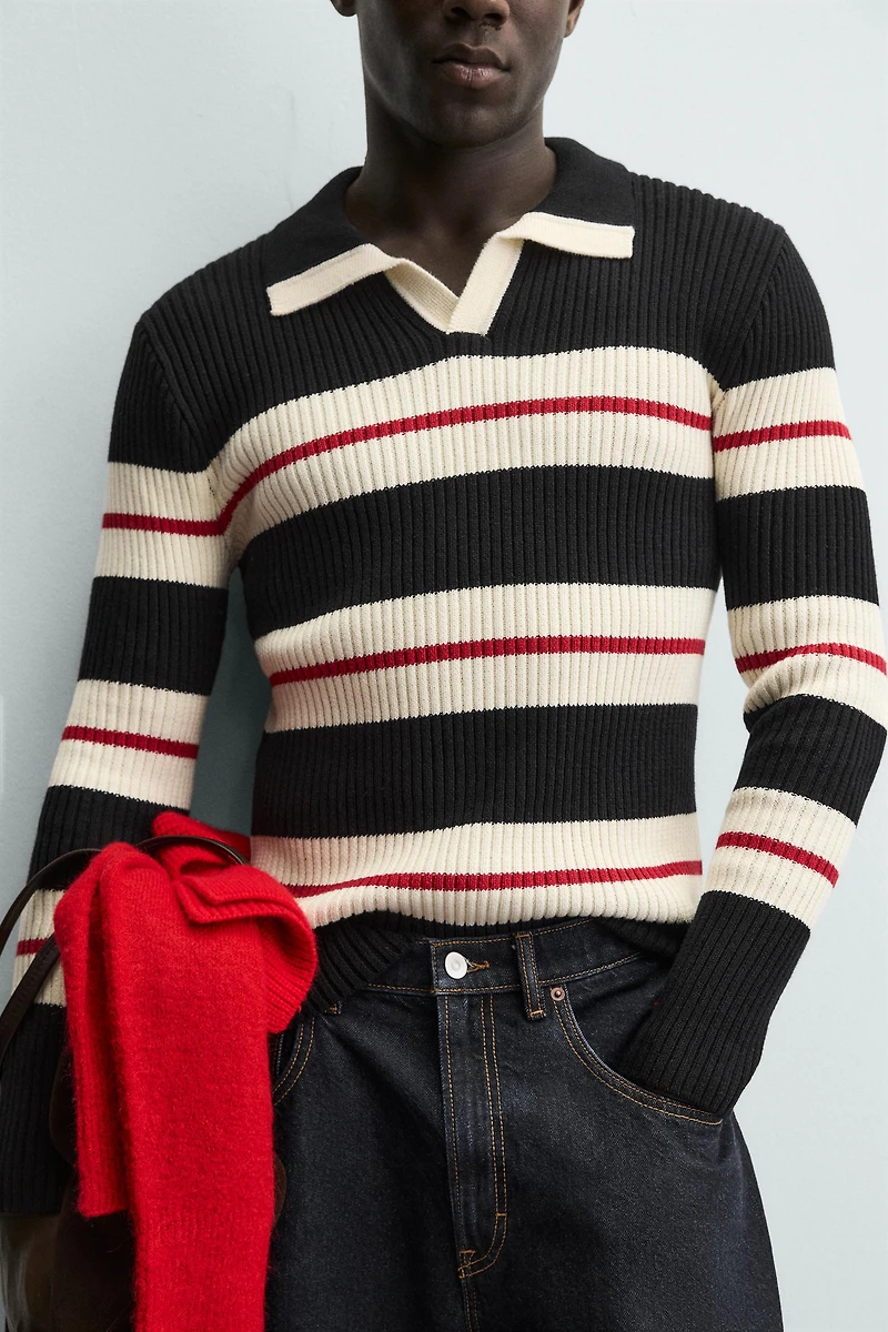 POLO EN MAILLE JACQUARD À RAYURES