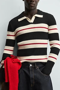 POLO EN MAILLE JACQUARD À RAYURES