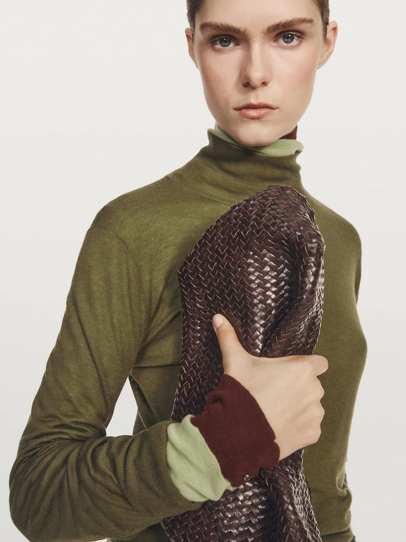 Pull à col montant en maille 100 % laine - STUDIO