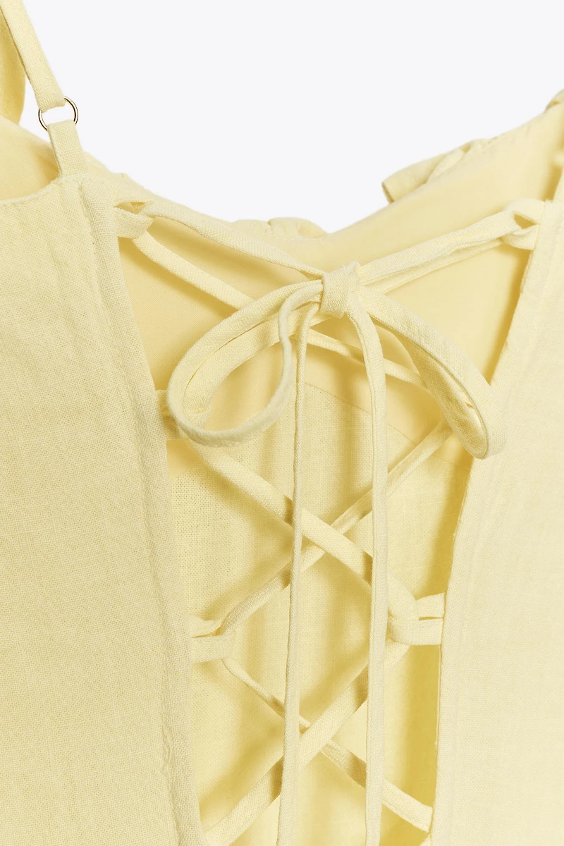 RAMIE MIDI DRESS WITH RUFFLE