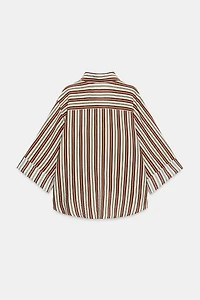RUFFLED HEM STRIPED SHIRT