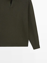 Mock neck knit sweater with V-neck