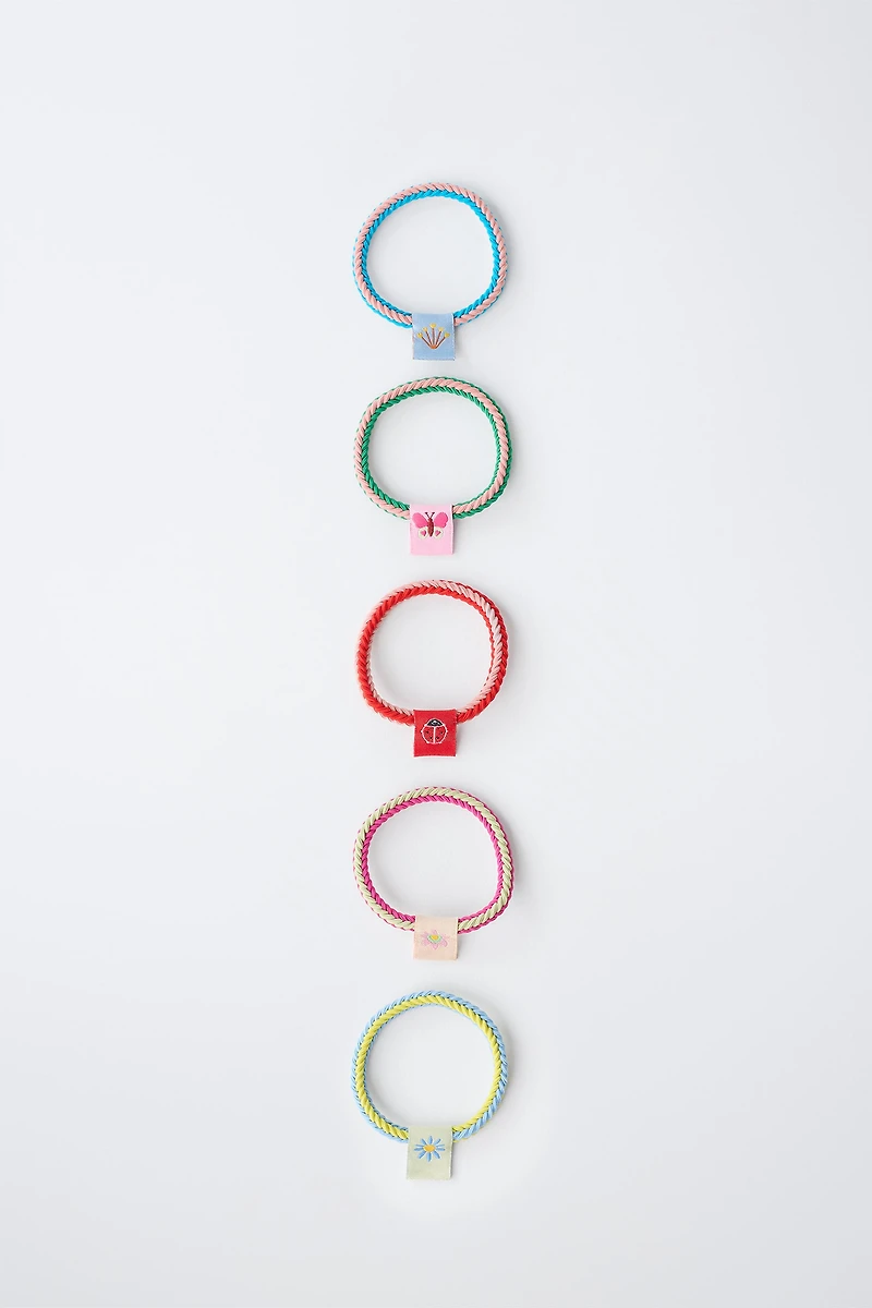 FIVE-PACK OF FLORAL STAMP SCRUNCHIES
