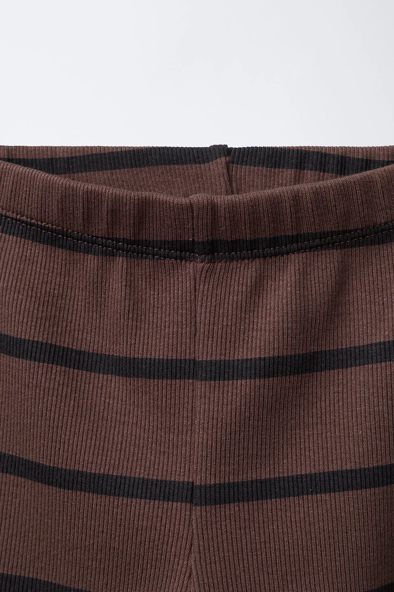 STRIPED RIBBED LEGGINGS