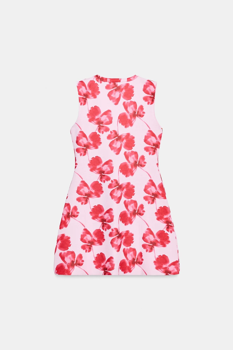 ROBE COURTE EN MAILLE JACQUARD À FLEURS