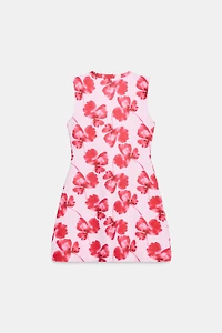 ROBE COURTE EN MAILLE JACQUARD À FLEURS