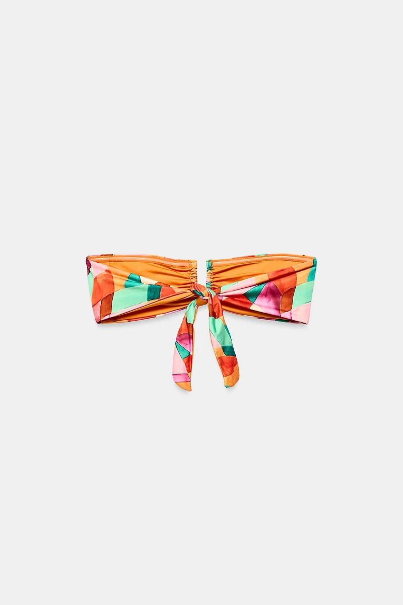 PRINTED BANDEAU BIKINI TOP