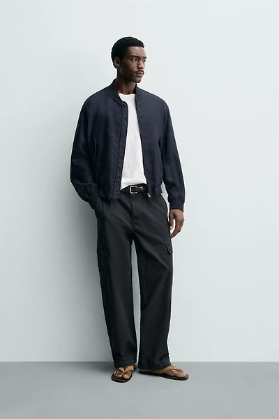 100% LINEN BOMBER JACKET