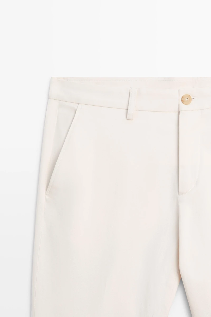 Cotton blend slim fit pants