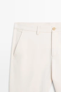 Cotton blend slim fit pants