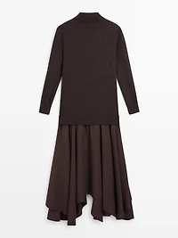 Wool blend knit dress with contrast detail
