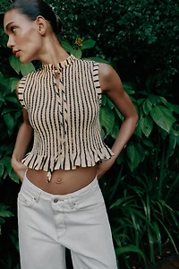 STRIPED SMOCKED TOP
