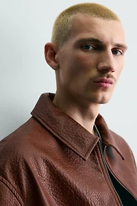 FAUX LEATHER RELAXED FIT OVERSHIRT
