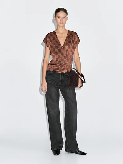 Satin wrap top