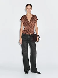 Satin wrap top