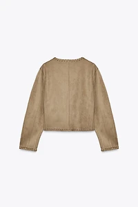 VESTE EFFET DAIM FINITIONS TRESSÉES
