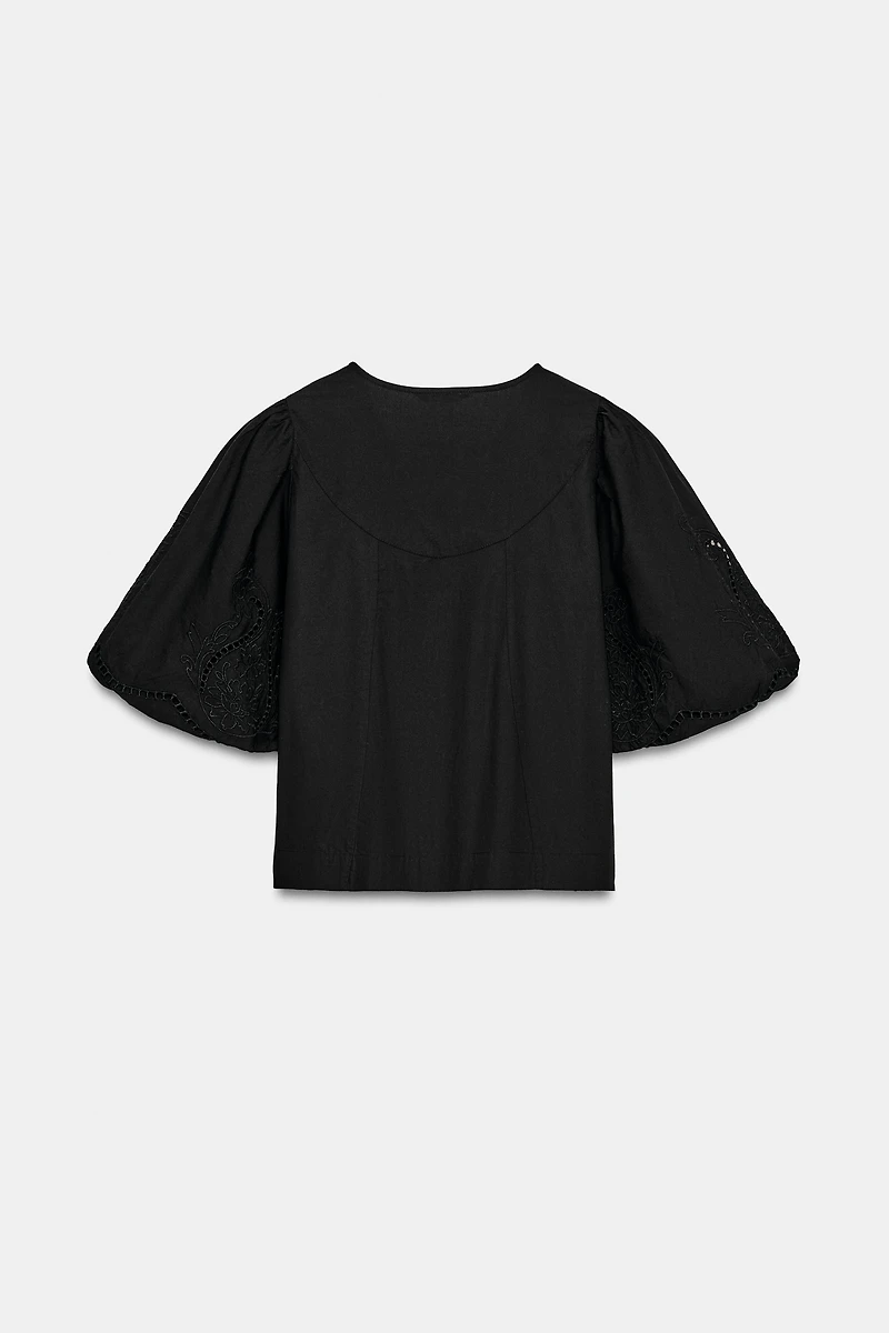 PUFF SLEEVE POPLIN TOP