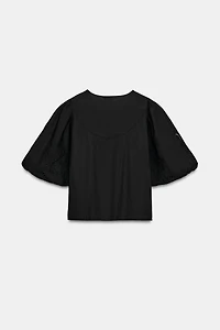 PUFF SLEEVE POPLIN TOP
