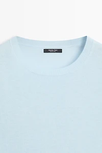 Short-sleeve fine-knit sweater