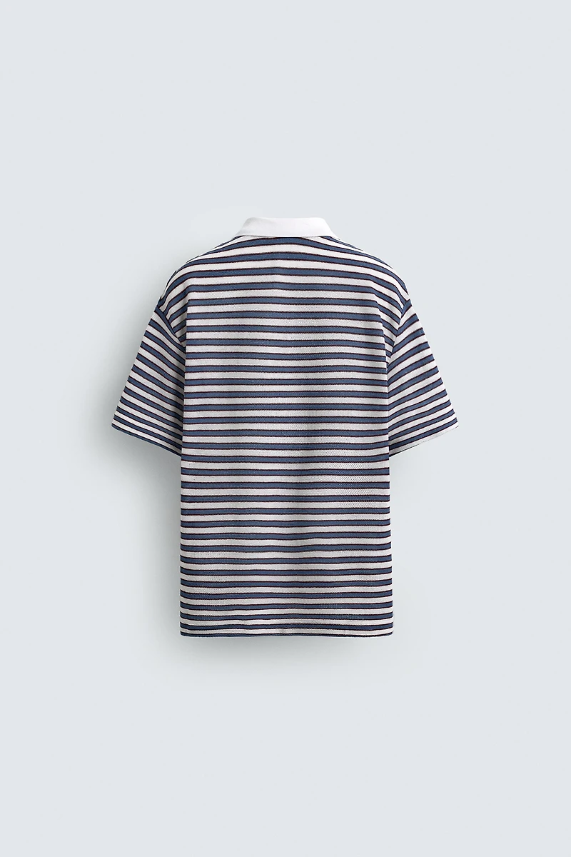 EMBROIDERED STRIPED JACQUARD POLO