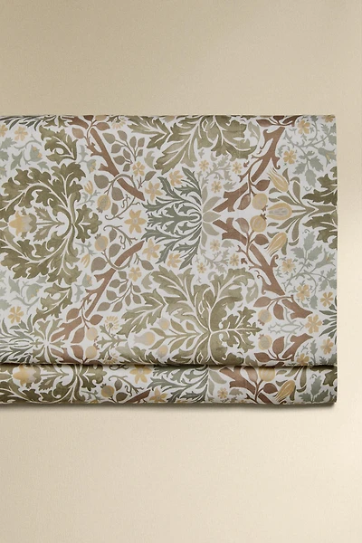 MORRIS & CO. LEAF PRINT COTTON SATEEN FLAT SHEET