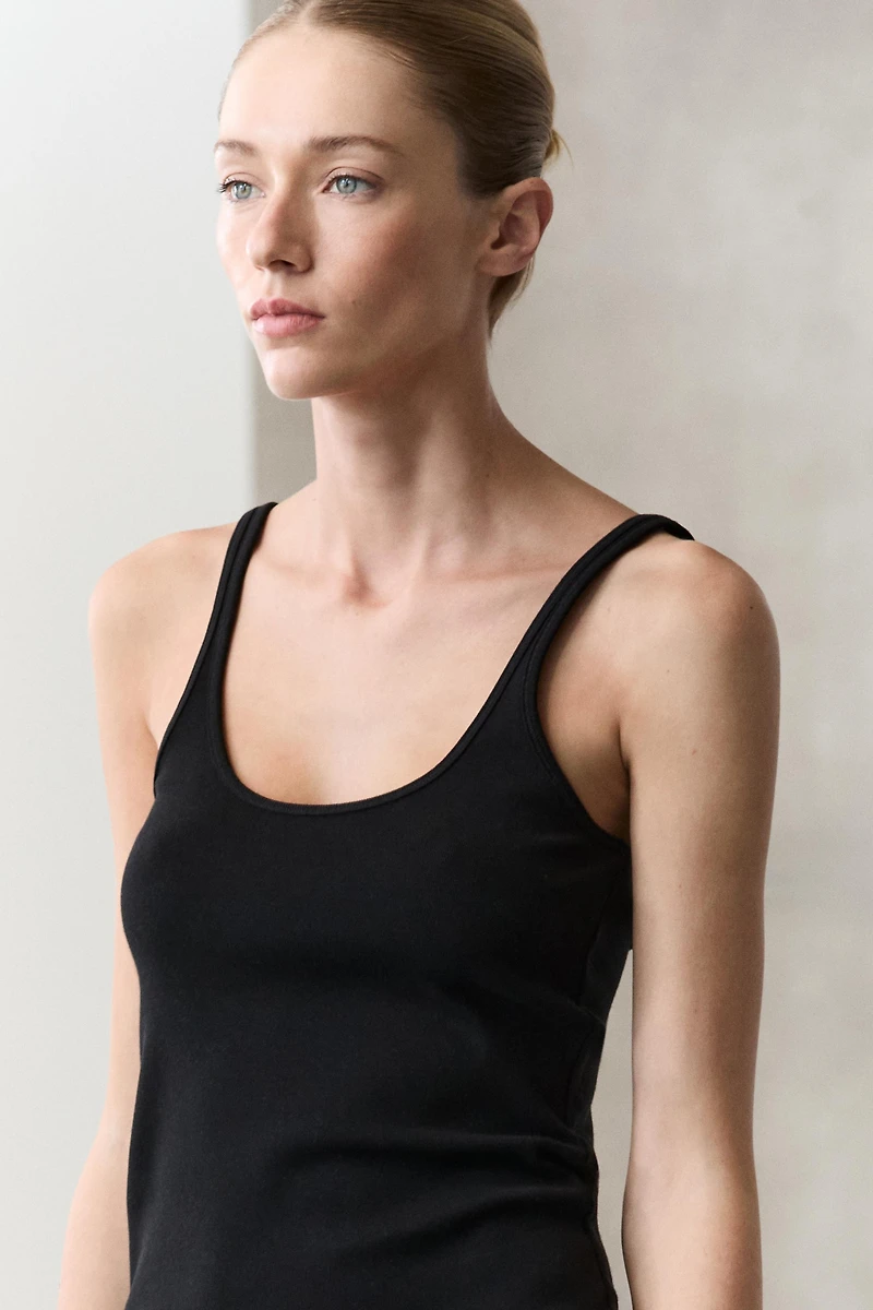 Strappy cotton blend top