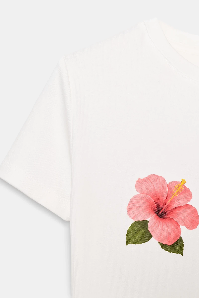 T-SHIRT MANCHES COURTES IMPRIMÉ FLEUR