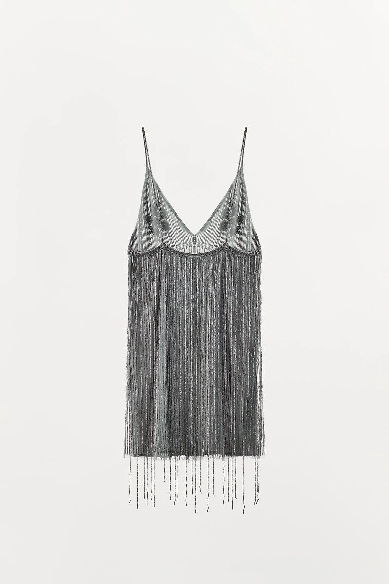 ROBE COURTE À FRANGES ET FANTAISIE