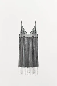 ROBE COURTE À FRANGES ET FANTAISIE