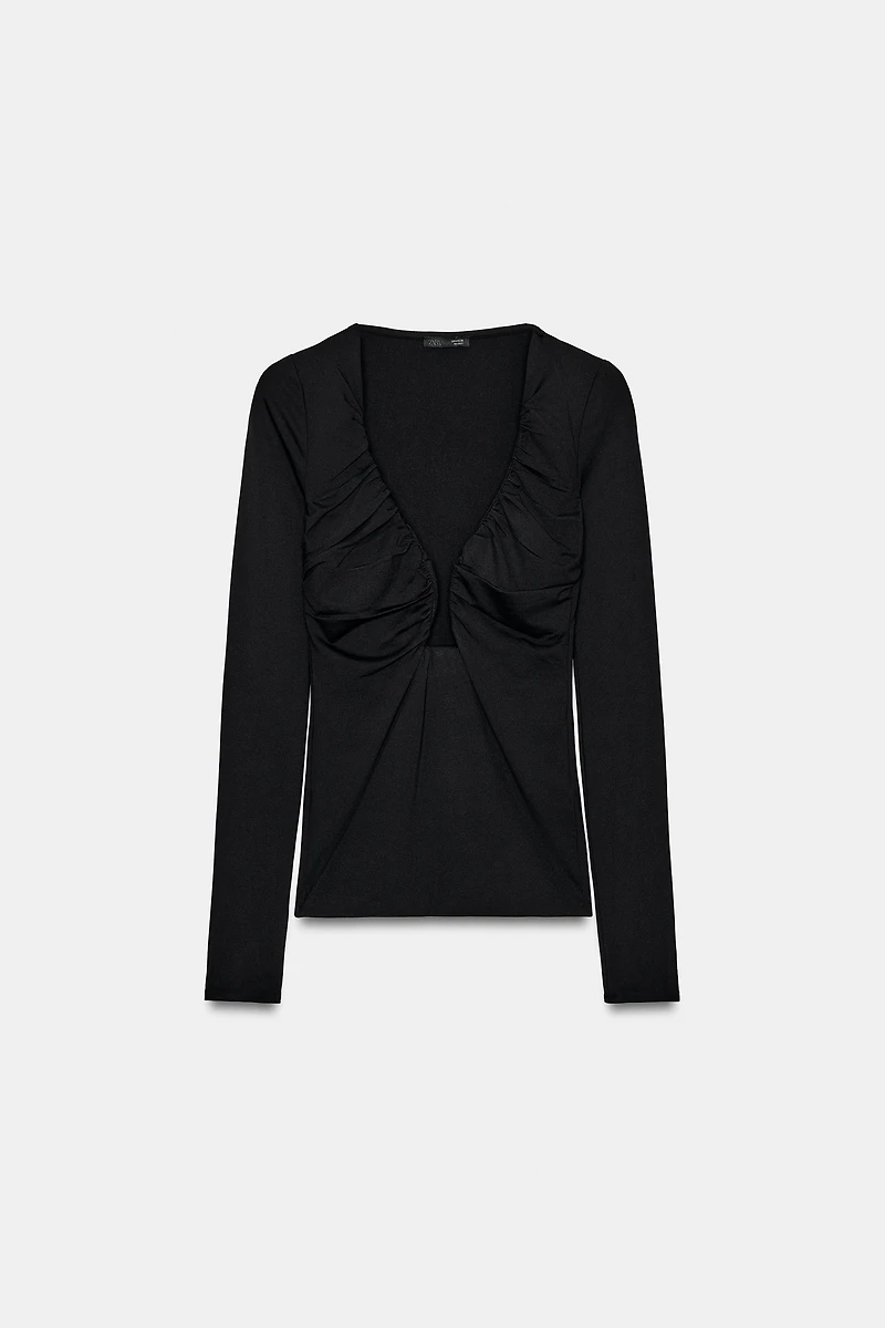 DRAPED POLYAMIDE TOP