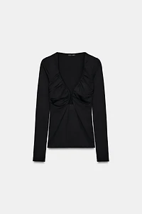 DRAPED POLYAMIDE TOP