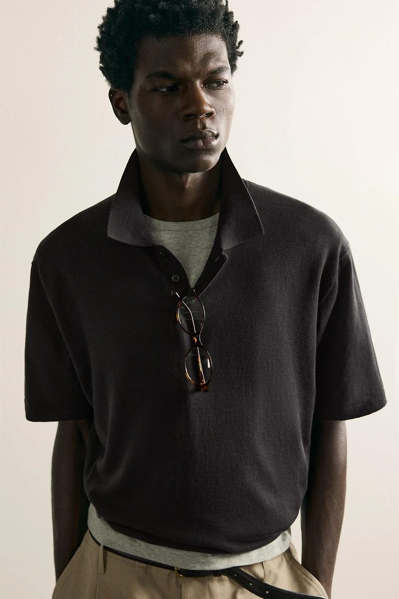REGULAR FIT COTTON BLEND KNIT POLO