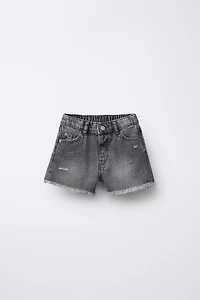 RIPPED HIGH WAIST DENIM SHORTS