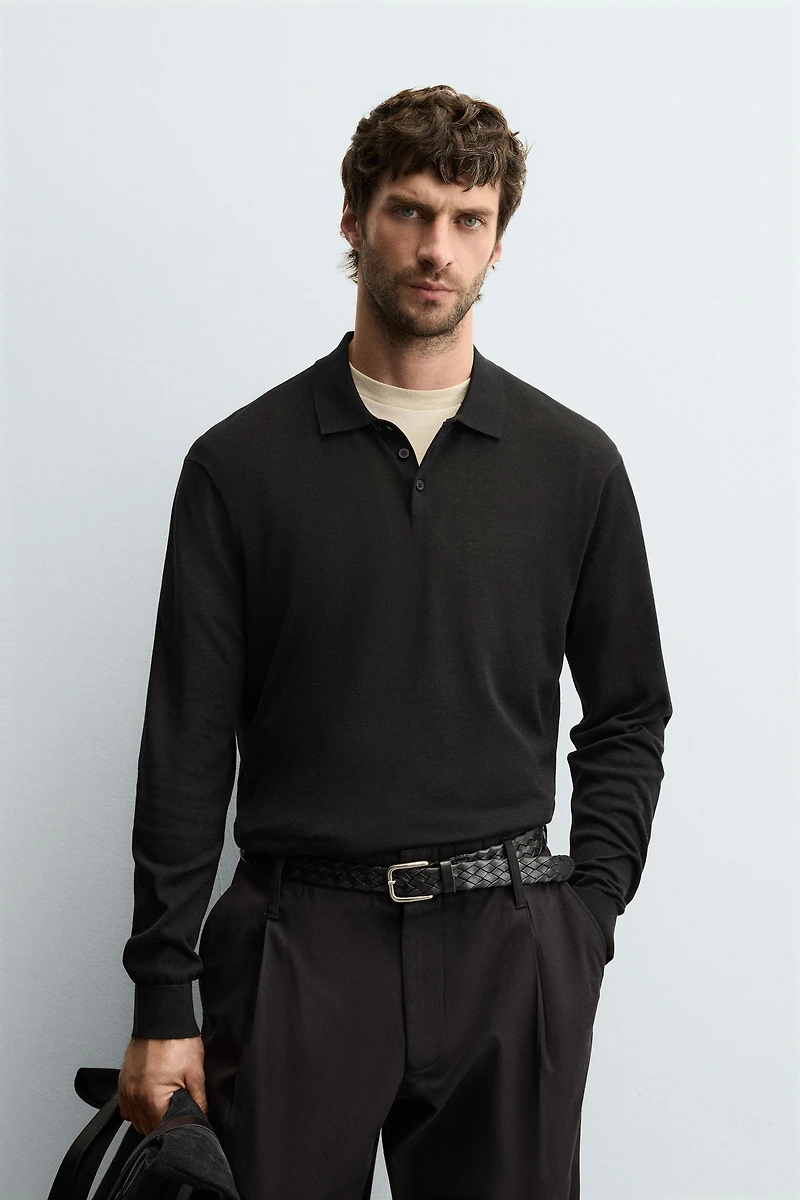 COTTON SILK KNIT POLO