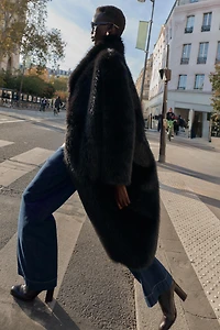 REVERSIBLE FAUX FUR DOUBLE-FACED COAT