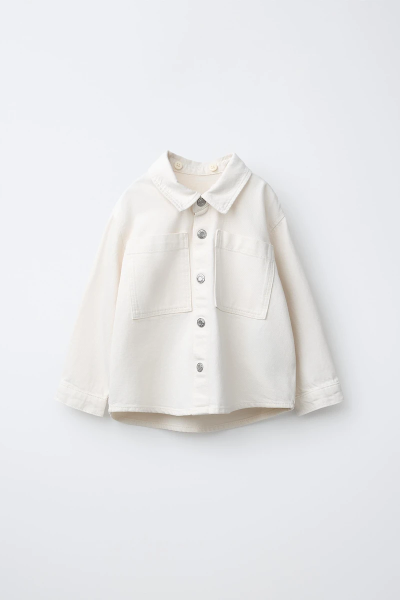 TWILL OVERSHIRT WITH REMOVABLE HOODIE
