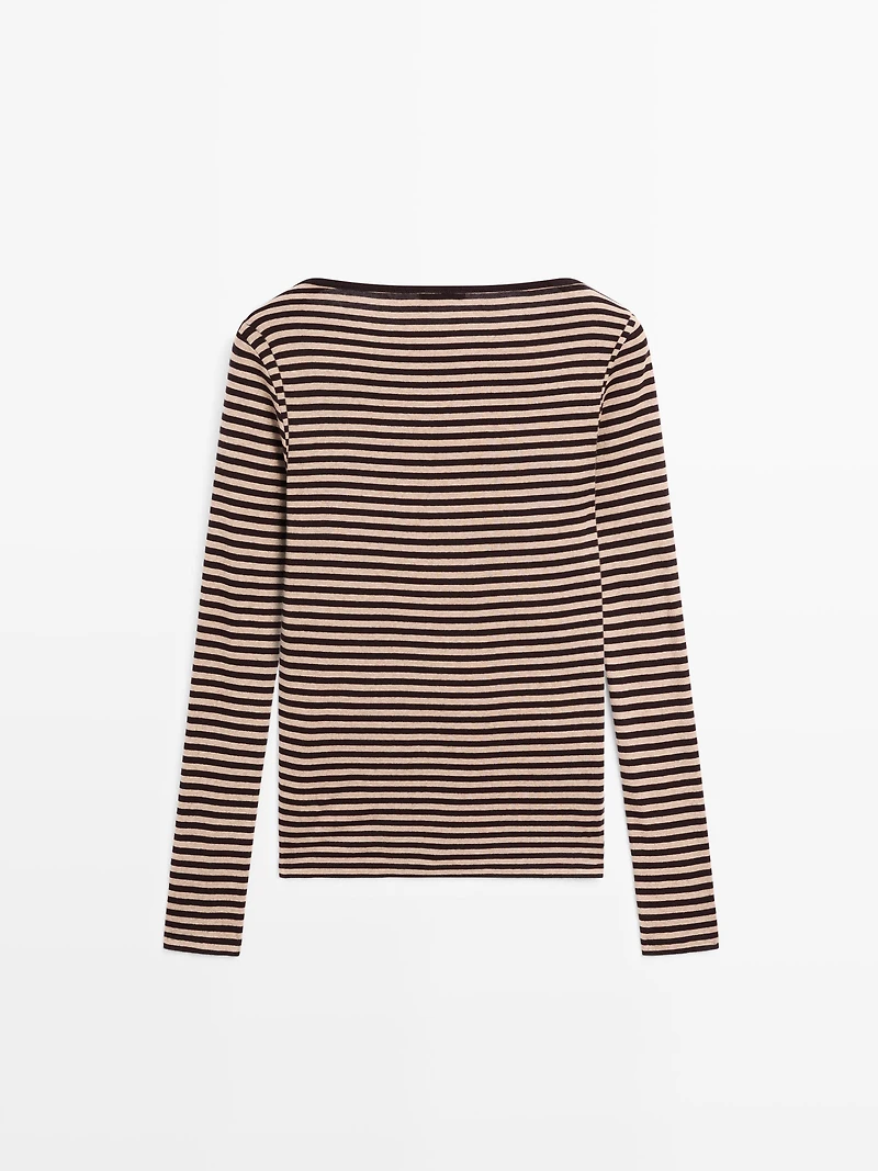 Striped long sleeve cotton T-shirt