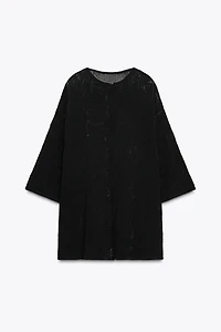 TOP OVERSIZE EN MAILLE TEXTURÉE À FLEURS