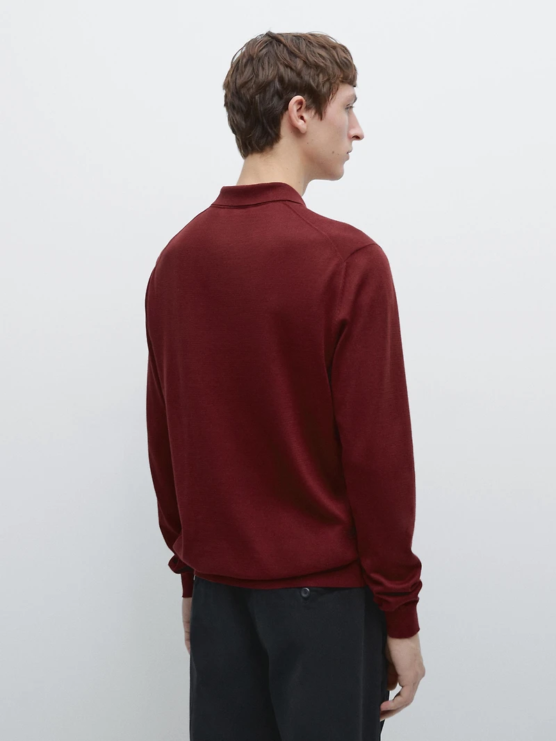 Cotton knit polo sweater