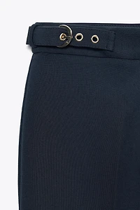 BUCKLED FLARE PANTS