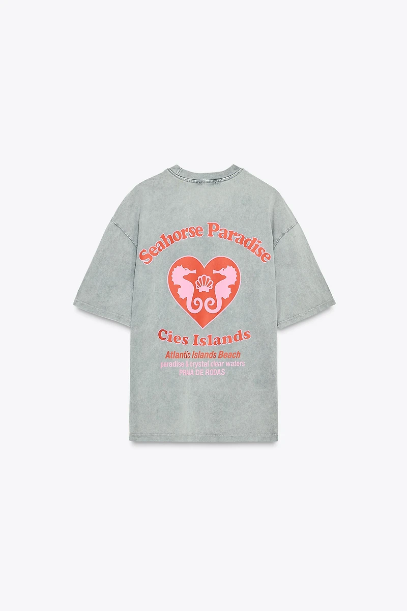 WASHED EFFECT PRINTED T-SHIRT