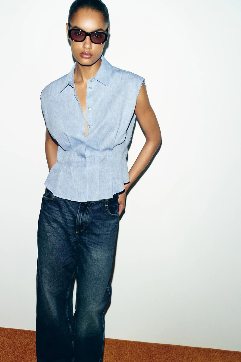 LINEN DARTED TOP
