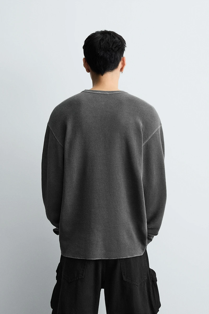 WASHED WAFFLE KNIT T-SHIRT