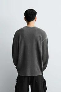 WASHED WAFFLE KNIT T-SHIRT