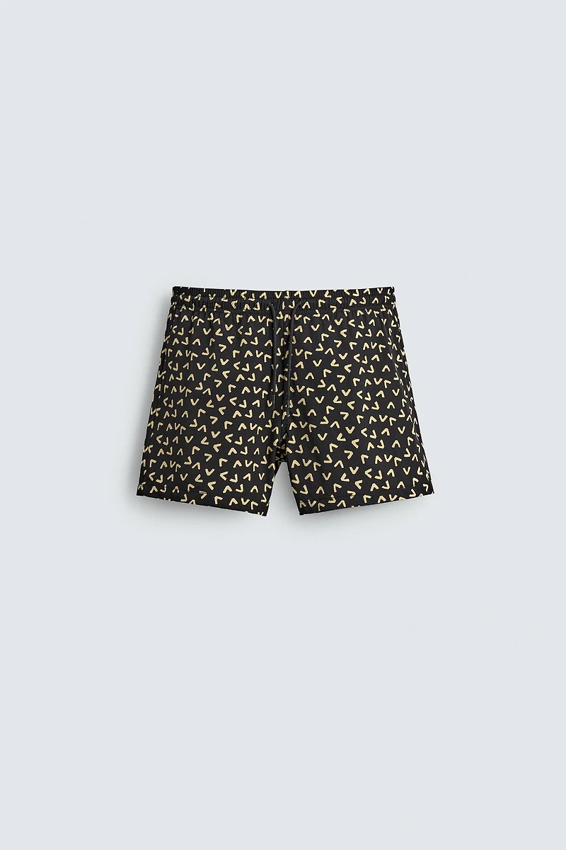 GEOMETRIC PRINT SHORT SWIMSUIT