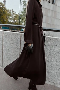 BELTED MIDI SHIRTDRESS