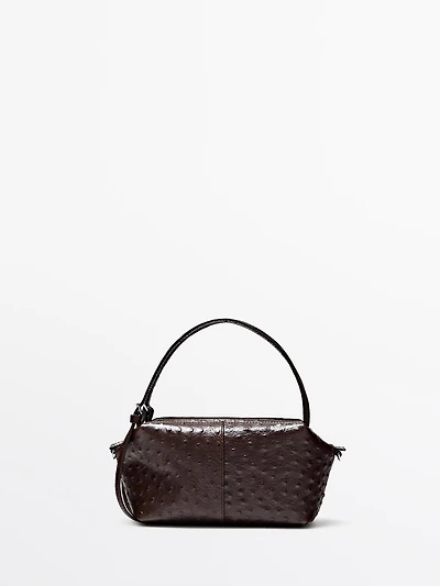 Textured leather mini satchel bag